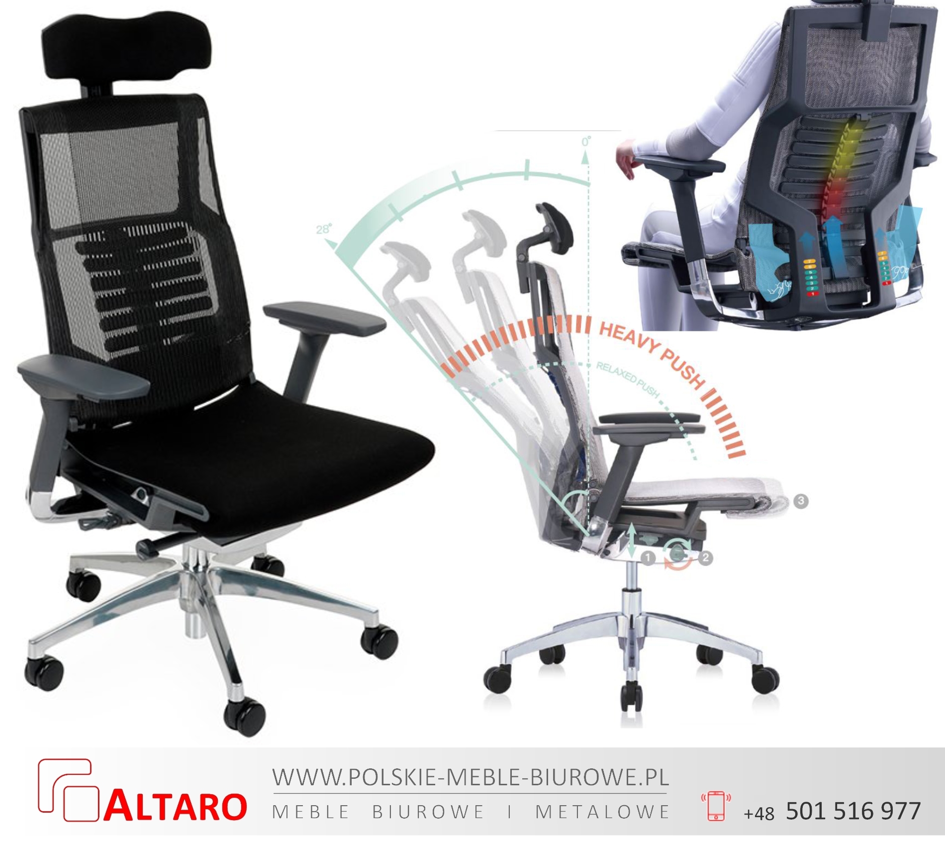 fotel ergonomiczny biurowy POFIT, promocja ALTARO